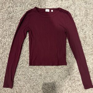 Aritzia Wilfred Maroon/Wine Red Long Sleeve Top